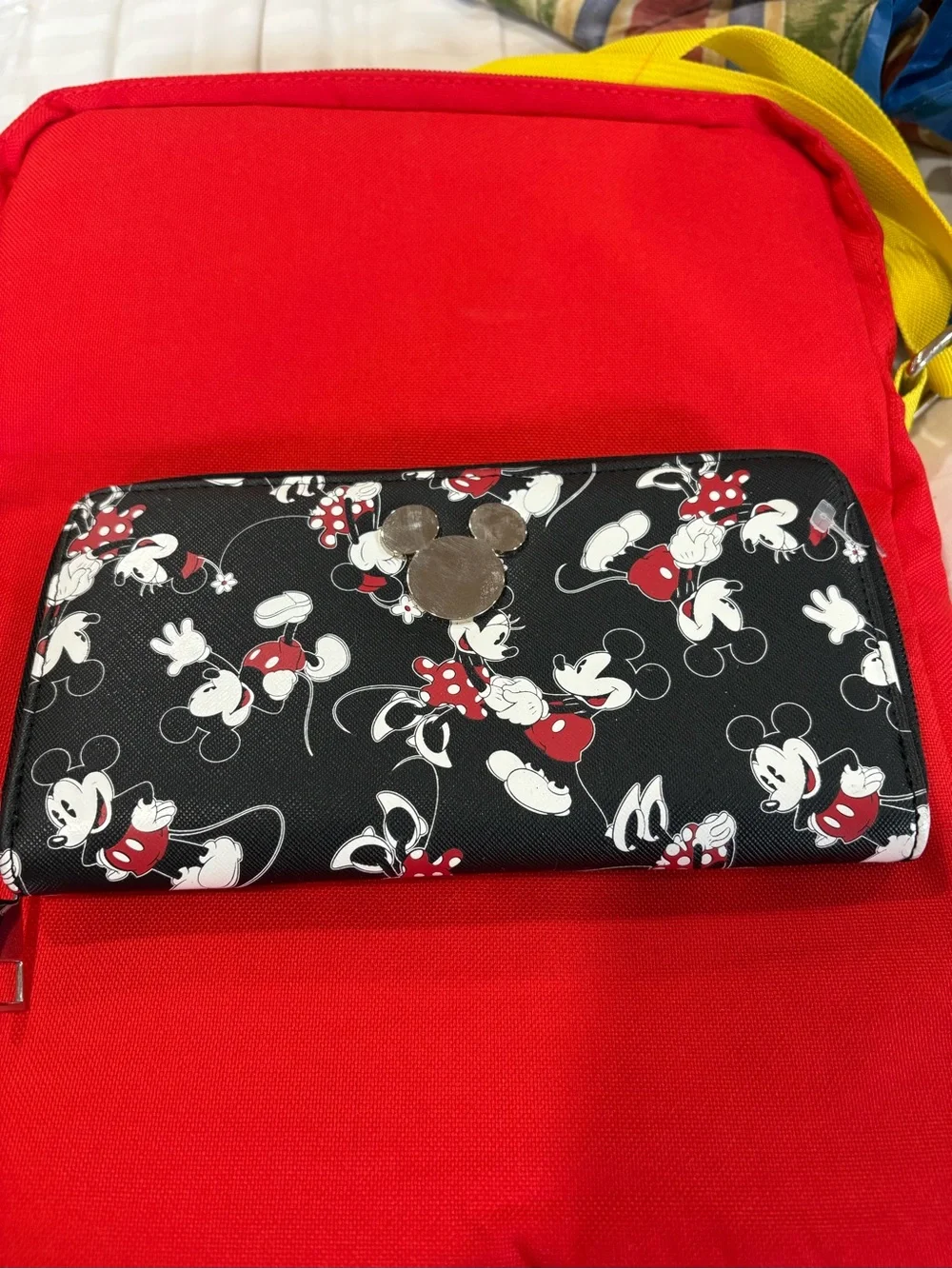 Disney Black Wallet with Red and White Minnie Mouse Pattern